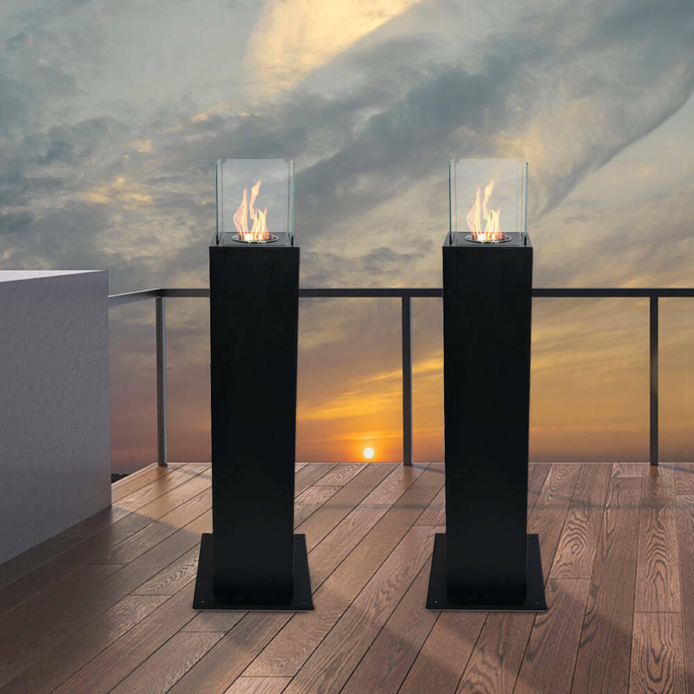 Image of Camino a bioetanolo Jakarta, Caminetto ecologico, Focolare senza fumo, Riscaldatore ad etanolo, Made in Italy, 20x20 h110 cm, Nero