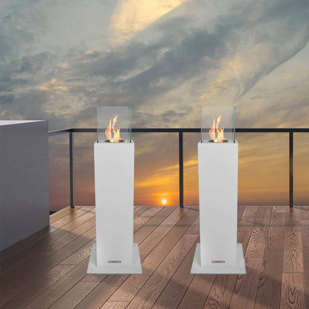Image of Camino a bioetanolo Arba, Caminetto ecologico, Focolare senza fumo, Riscaldatore ad etanolo, Made in Italy, 20x20 h70 cm, Bianco