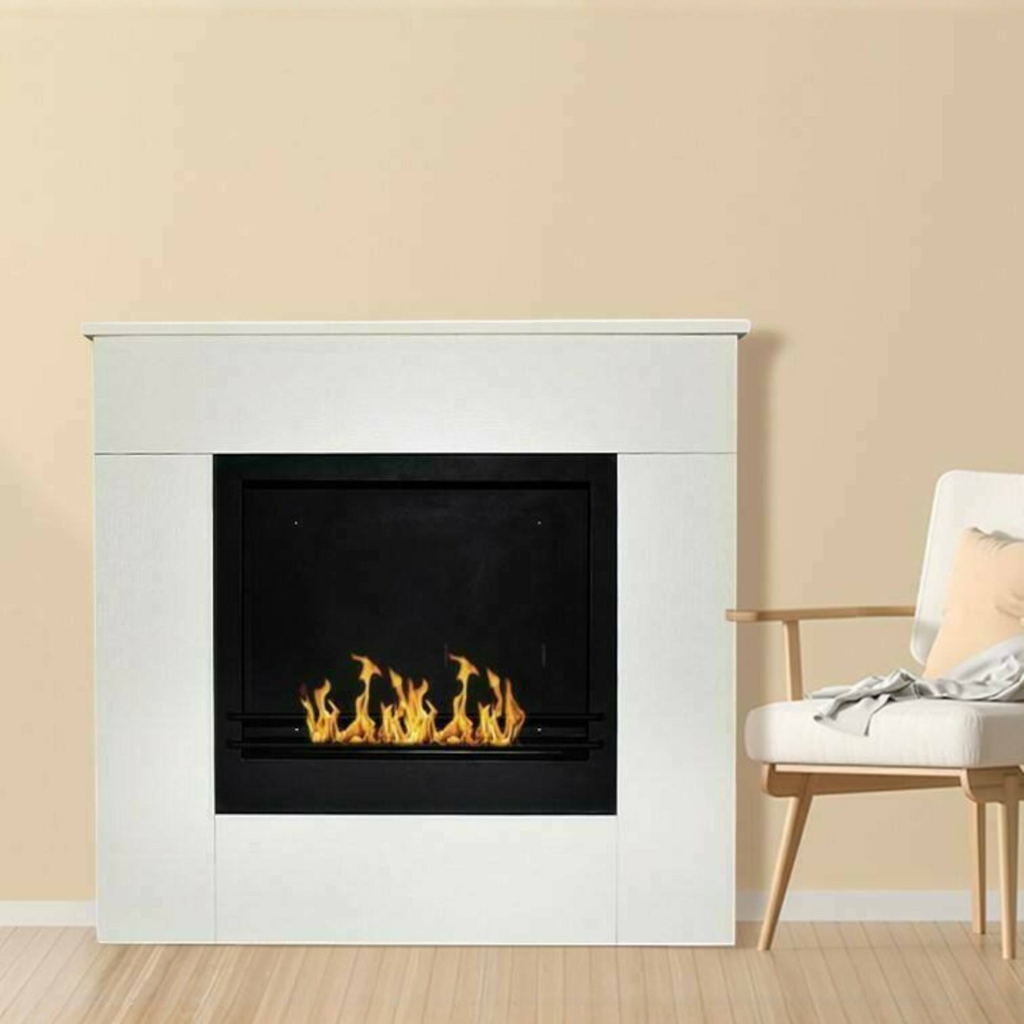 Image of Camino a bioetanolo Amaseno, Caminetto ecologico, Focolare senza fumo, Riscaldatore ad etanolo, Made in Italy, 96x36 h90 cm, Bianco