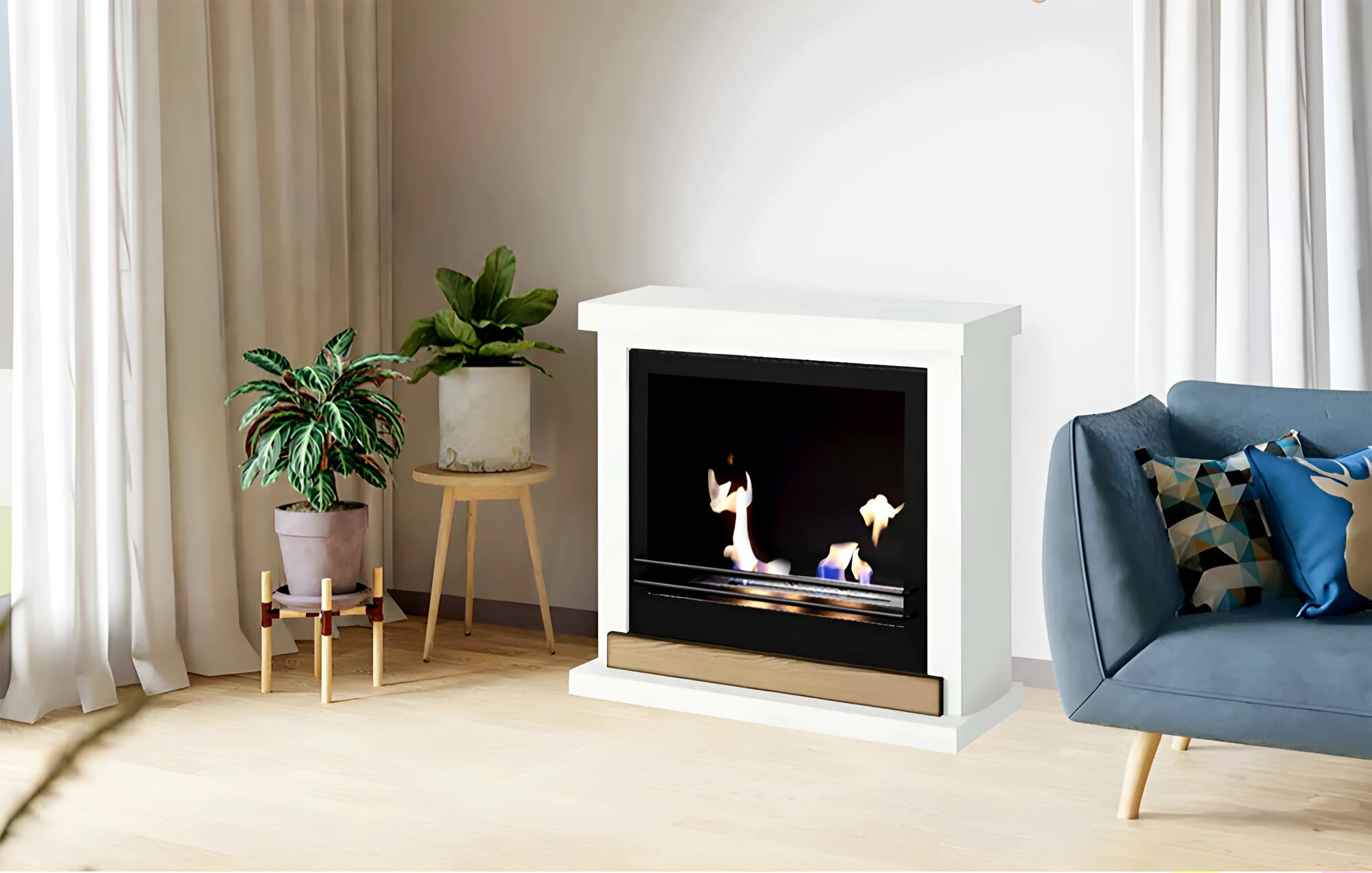 Image of Camino a bioetanolo Arenzano, Caminetto ecologico, Focolare senza fumo, Riscaldatore ad etanolo, Made in Italy, 75x24 h68 cm, Bianco