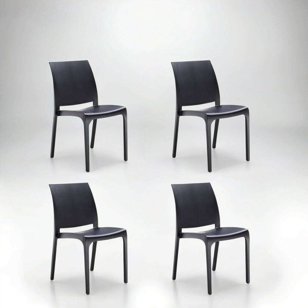 Sedia da esterno Dusanbe, Seggiola da giardino, Seduta outdoor multiuso, Panchina da giardino, Made in Italy, 54x46 h80 cm, Nero
