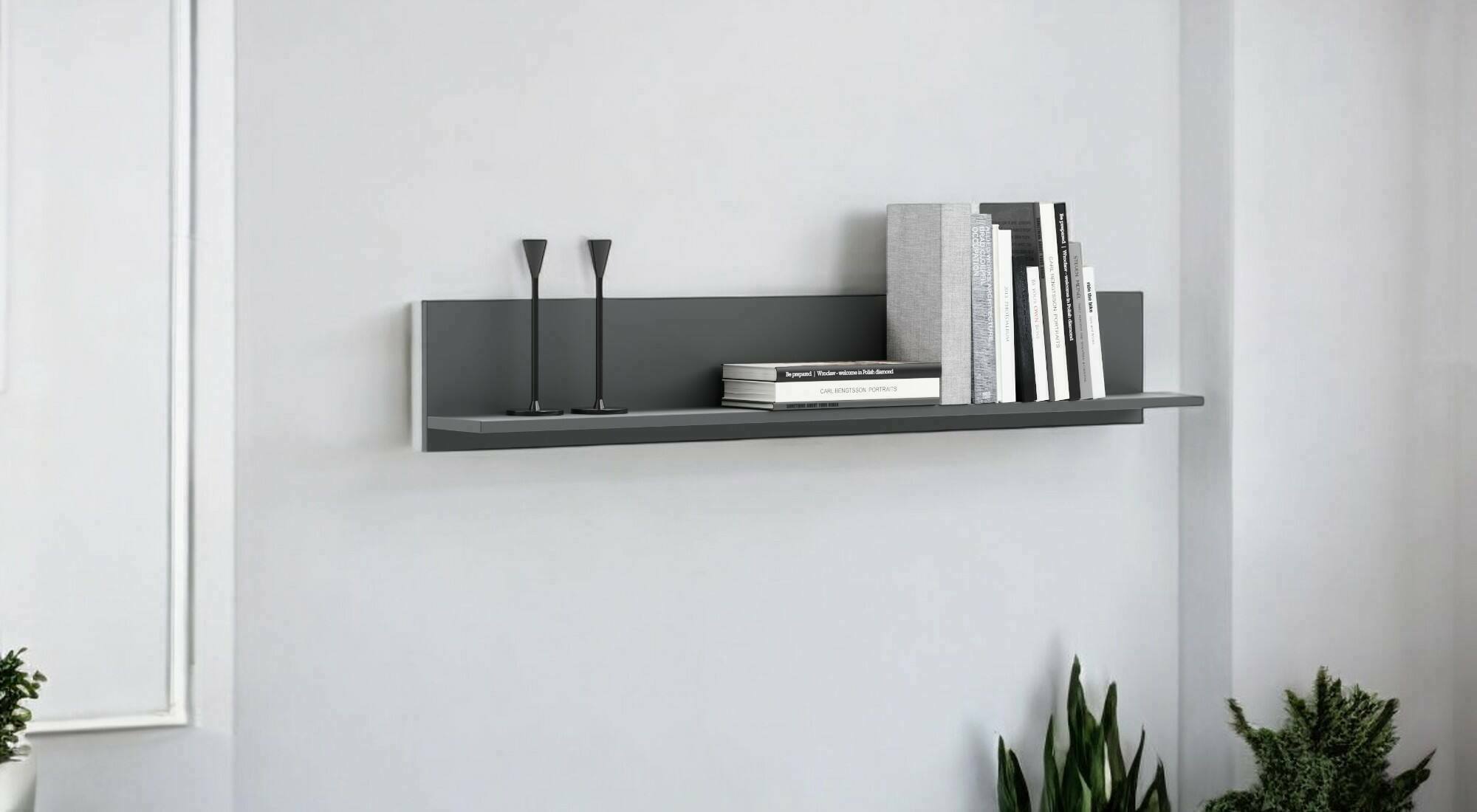 Mensola Bertha, Scaffale, Ripiano a muro, Scaffalatura multiuso, 16x100 h18 cm, Nero