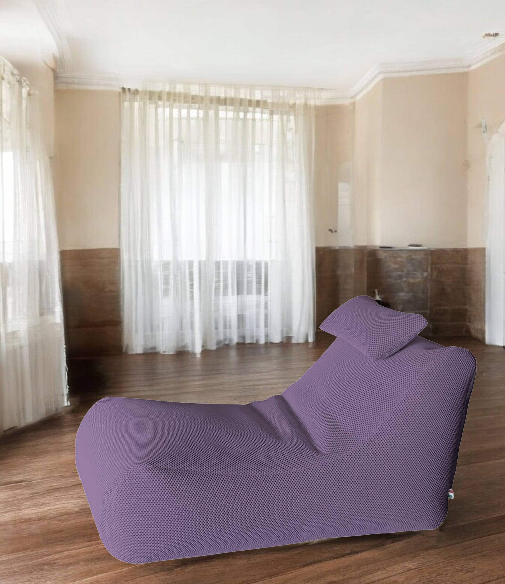 Pouf ??hck, Poltrona multiuso, Poltroncina sacco, Pouf poggiapiedi, Made in Italy, 70x120 h65 cm, Viola