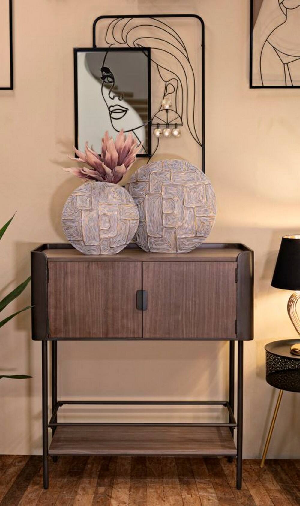 Mobile porta TV Quilt, Credenza da soggiorno, Armadio basso per TV, Base parete attrezzata, 100x42 h110 cm, Grigio e Marrone