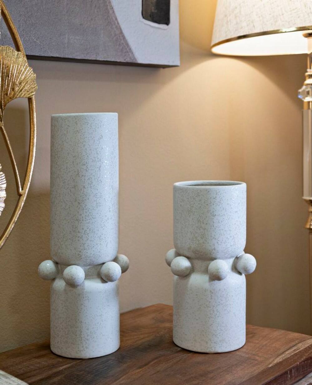 Oggettistica Tom, Complemento d'arredo, Articolo decorativo, Accessorio d'arredo, Crema, 16x16 h28 cm