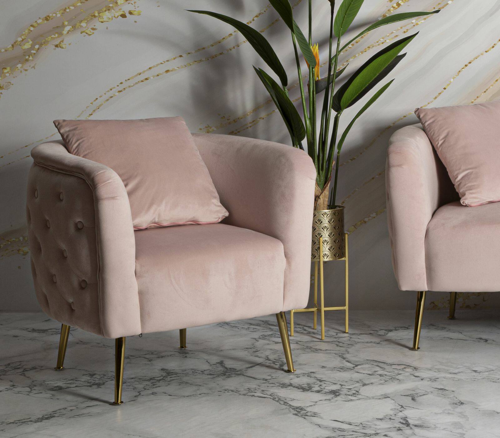 Poltrona Prampolini, Seduta imbottita, Divano singolo da salotto, Sedia con braccioli, 76x74 h71 cm, Rosa