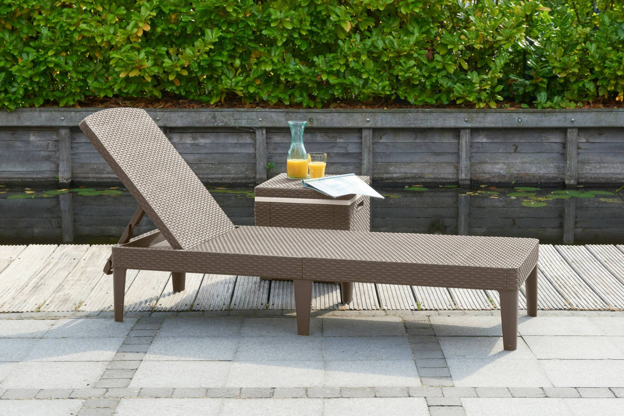 Lettino prendisole Glace, Sdraio da giardino, Letto pieghevole outdoor, Sedia reclinabile, 188x58 h29 cm, Tortora