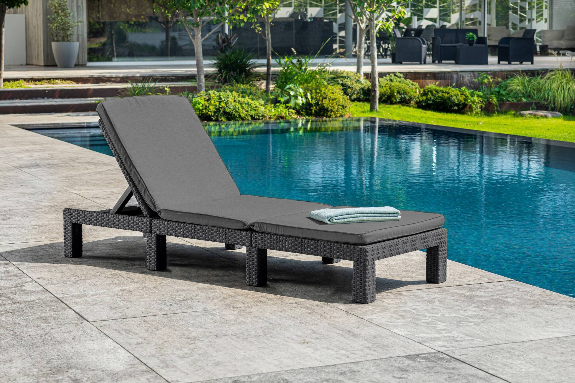 Lettino prendisole Okotoks, Sdraio da giardino, Letto pieghevole outdoor, Sedia reclinabile, 195x65 h26 cm, Antracite