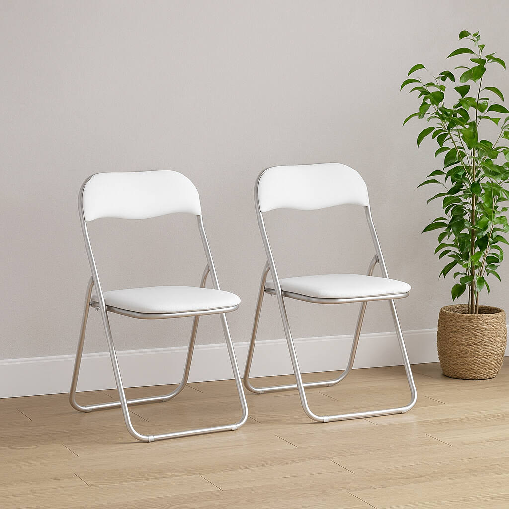 Set di due sedie Antenore, colore bianco, Misure 43 x 47 x 78 cm