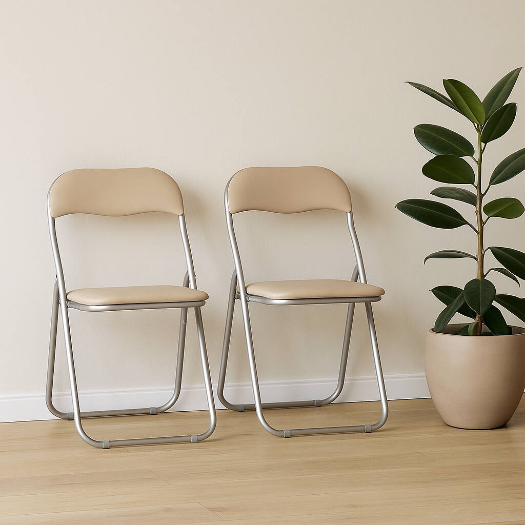 Set di due sedie Antenore, colore beige, Misure 43 x 47 x 78 cm
