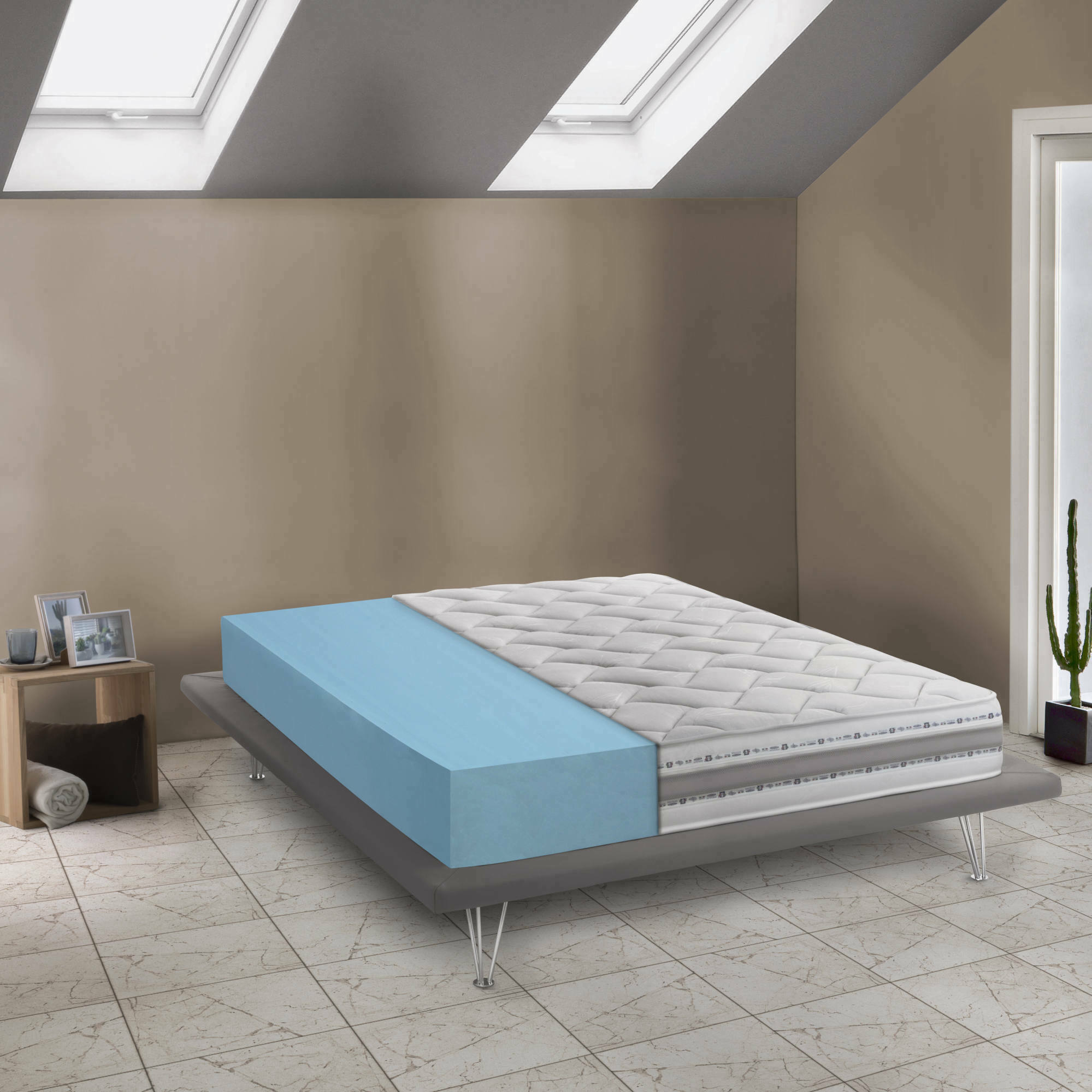 Materasso piazza e mezza Avanti, Materasso sfoderabile in Memory Foam e Waterfoam, 100% Made in Italy, Antiacaro e Anallergico, cm 120x190 h21