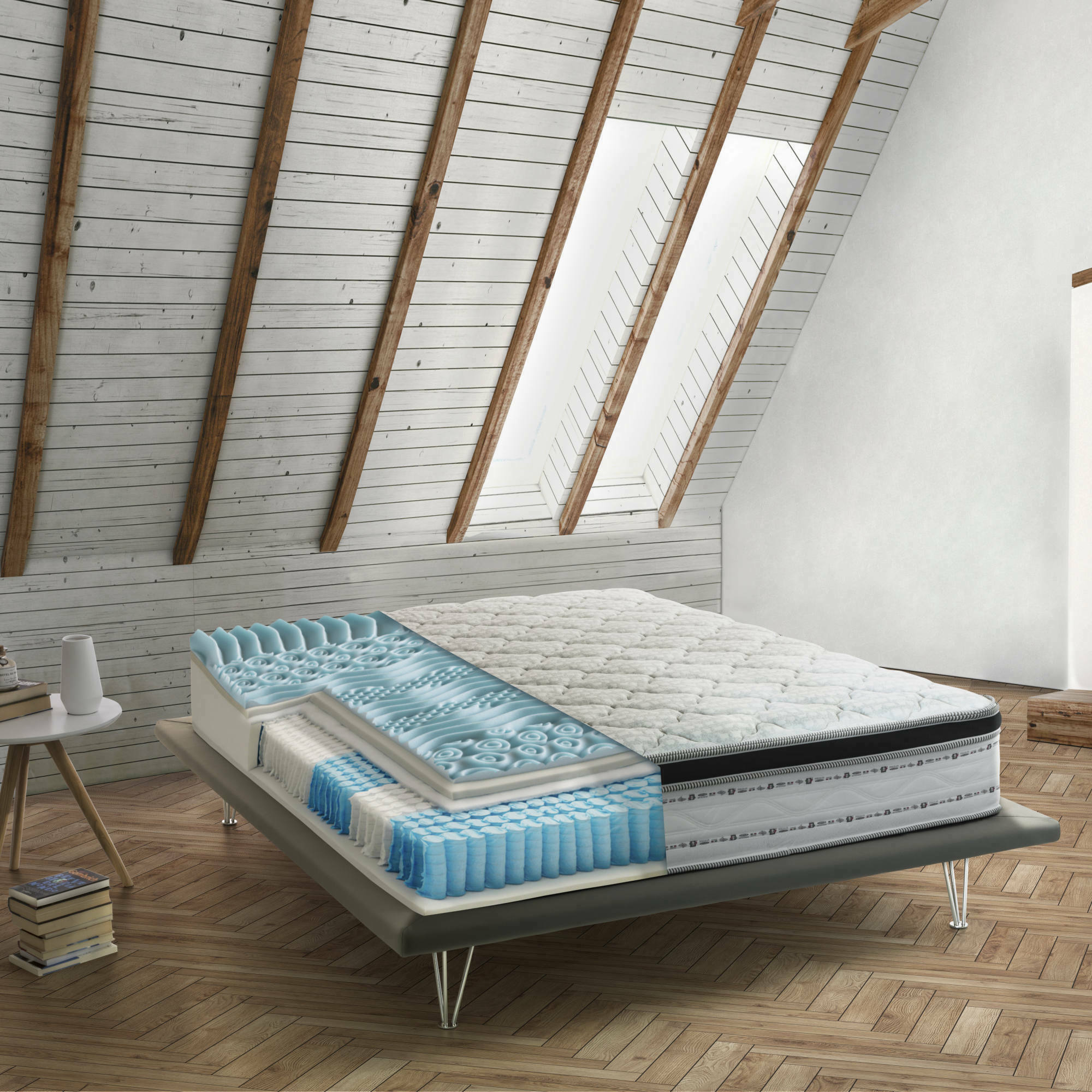Materasso matrimoniale Atir, Sfoderabile in Memory Foam+Gel e Molle insacchettate, 100% Made in Italy, Antiacaro e Anallergico, cm 180x200 h27