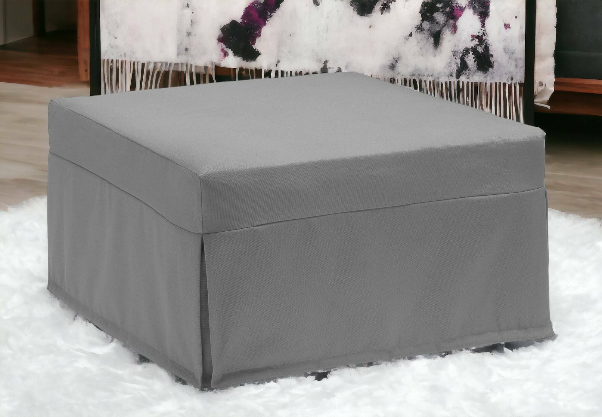 Letto pieghevole Abak, Pouf trasformabile in letto singolo, 100% Made in Italy, Pouf in tessuto da soggiorno, cm 80x80h45, Grigio
