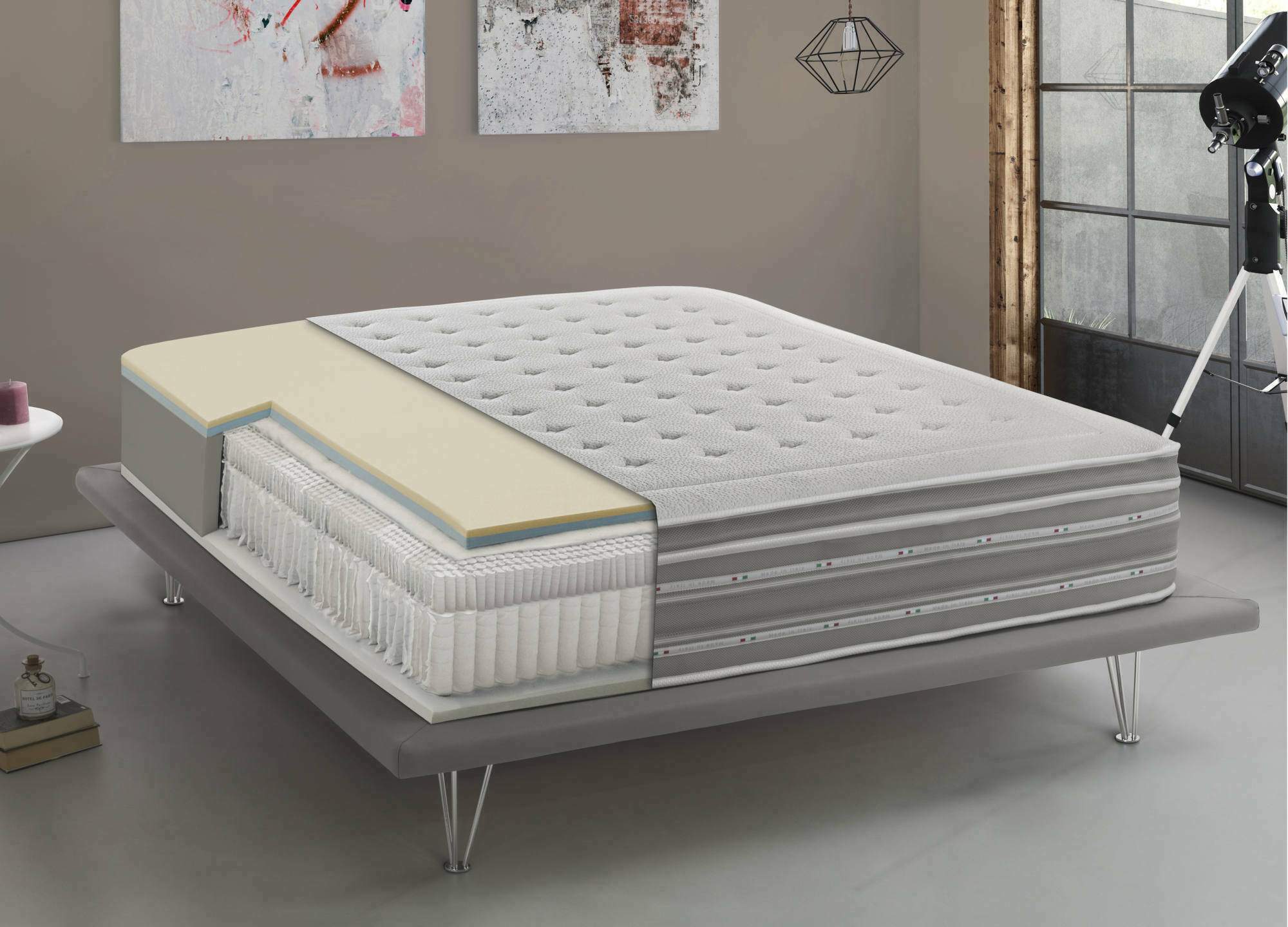Materasso singolo Agliana, Ortopedico in Memory Foam e Micromolle insacchettate, 100% Made in Italy, Antiacaro e Anallergico, cm 80x190 h37