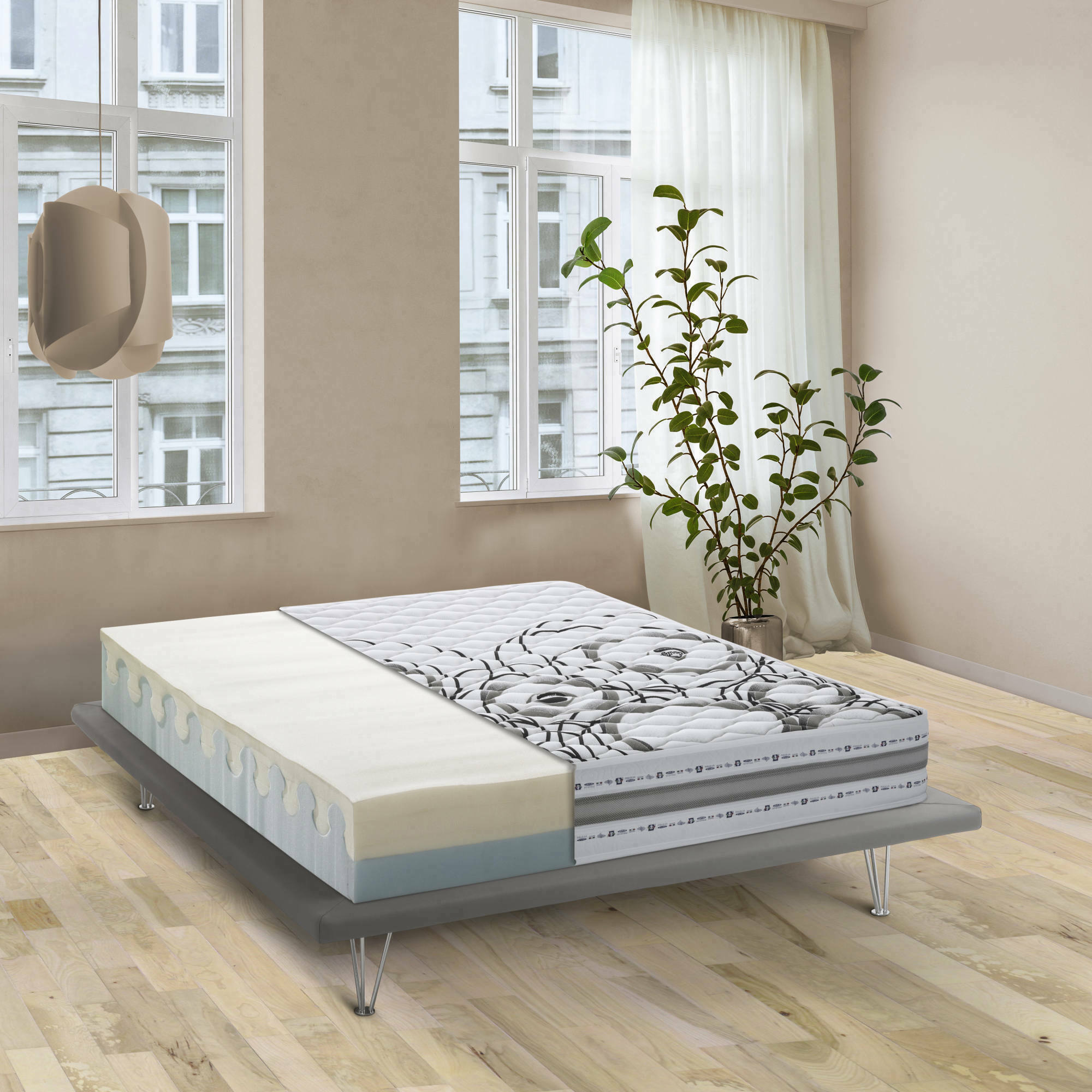Materasso matrimoniale Incoronata, Materasso in Memory foam e Waterfoam, 100% Made in Italy, Antiacaro e Anallergico, cm 160x200h 22