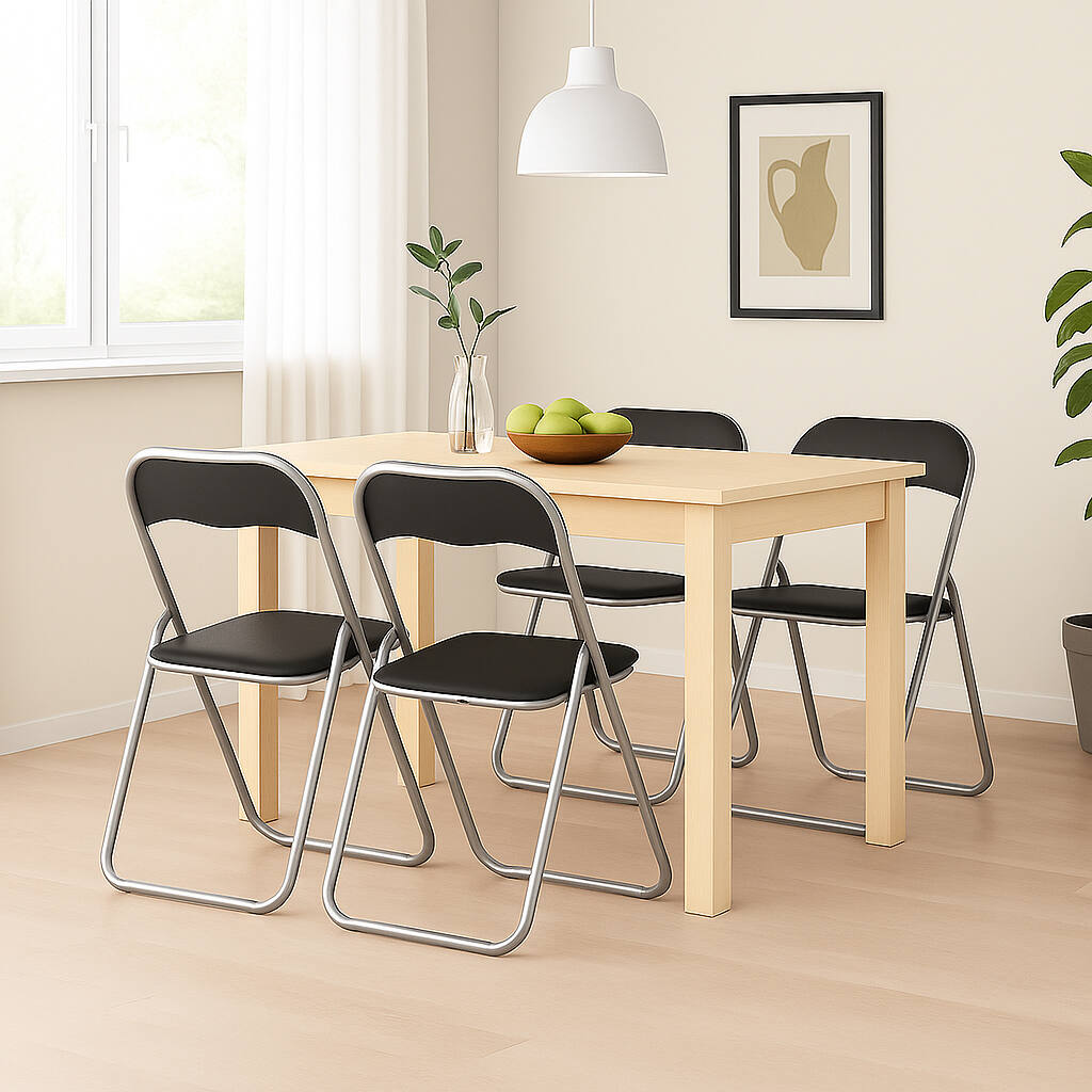 Set di quattro sedie Antenore, colore nero, Misure 43 x 47 x 78 cm
