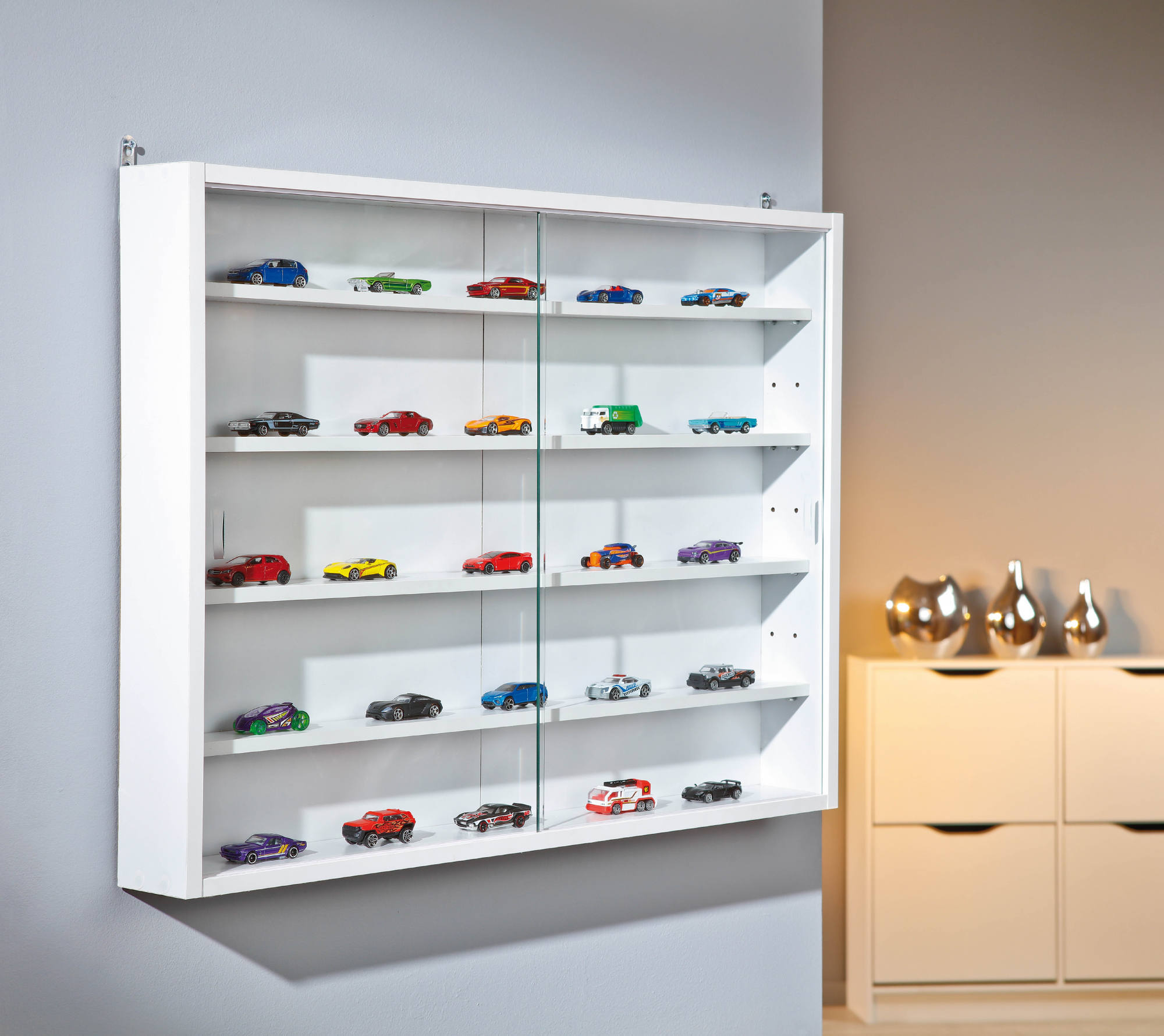 Vetrina con ripiani Dzio, colore bianco, Misure 60 x 10 x 80 cm