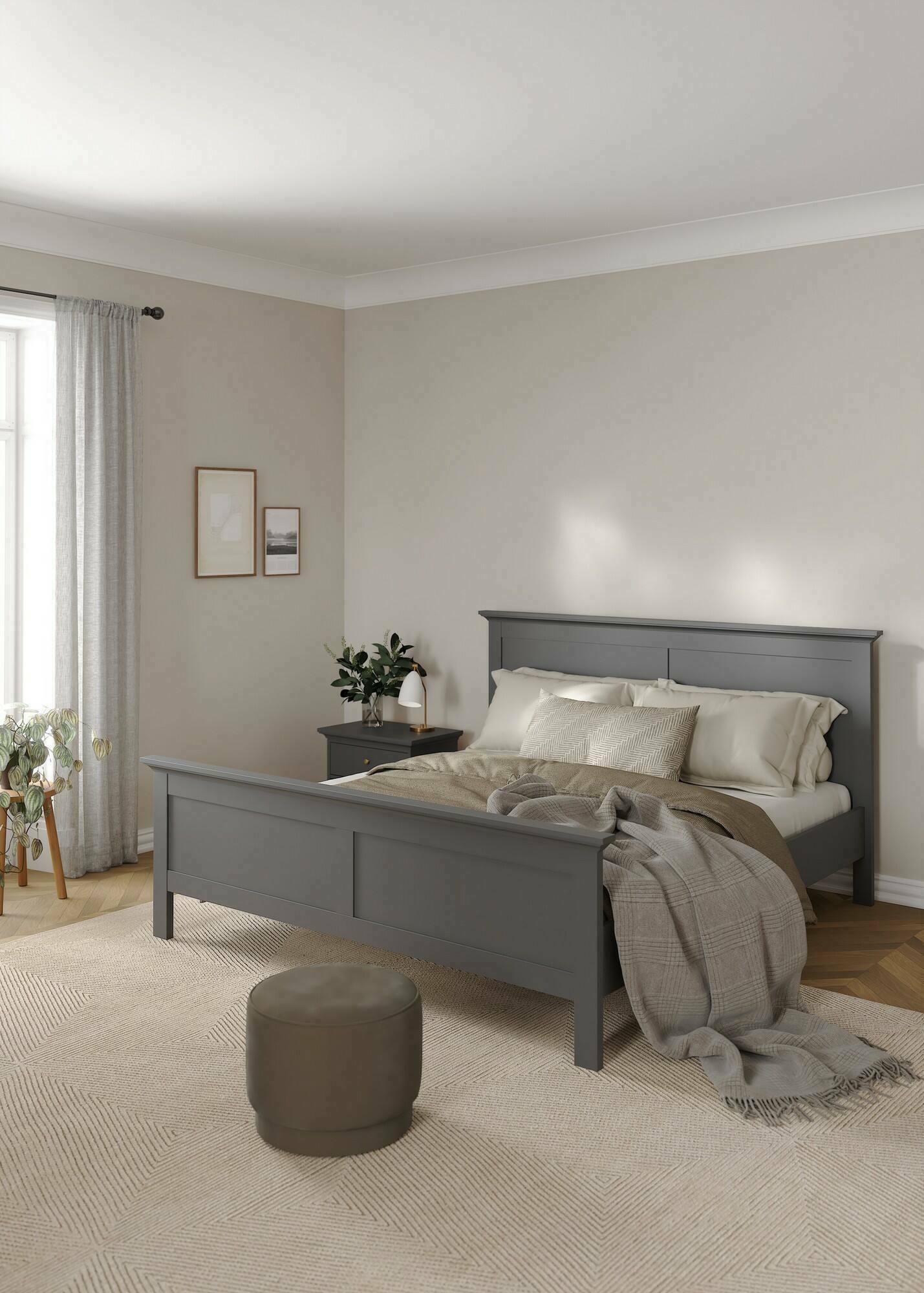 Image of Letto matrimoniale Arika, Sommier per camera da letto, Giroletto per stanza, Struttura porta materasso, 211x179 h110 cm, Grigio