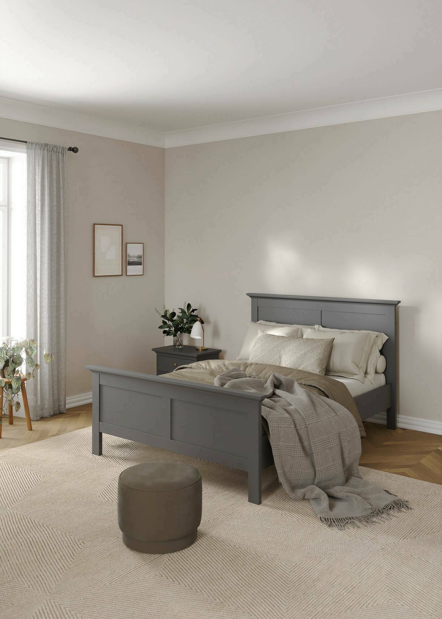 Image of Letto piazza e mezza Phanfone, Sommier per camera da letto, Giroletto per stanza, Struttura porta materasso, 201x158 h110 cm, Grigio