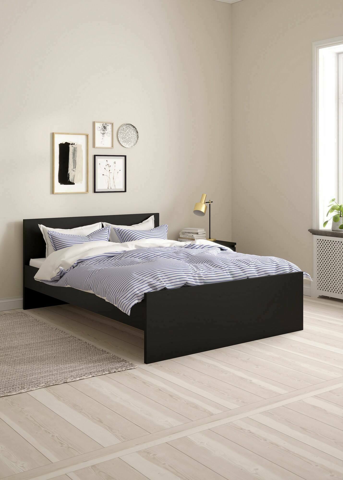 Image of Letto piazza e mezza Gustava, Sommier per camera da letto, Giroletto per stanza, Struttura porta materasso, 197x146 h80 cm, Nero