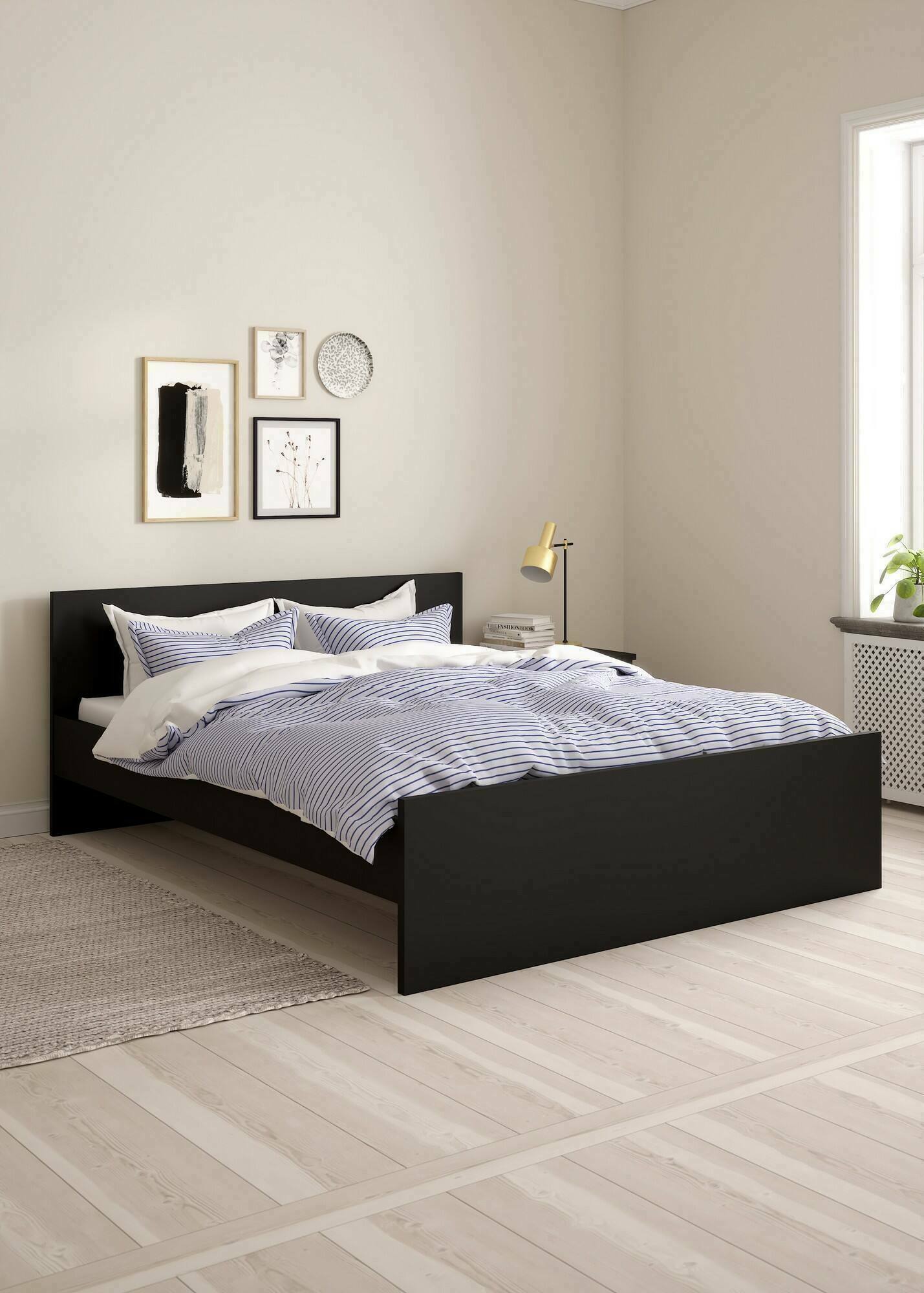 Image of Letto matrimoniale Kaitak, Sommier per camera da letto, Giroletto per stanza, Struttura porta materasso, 207x166 h80 cm, Nero