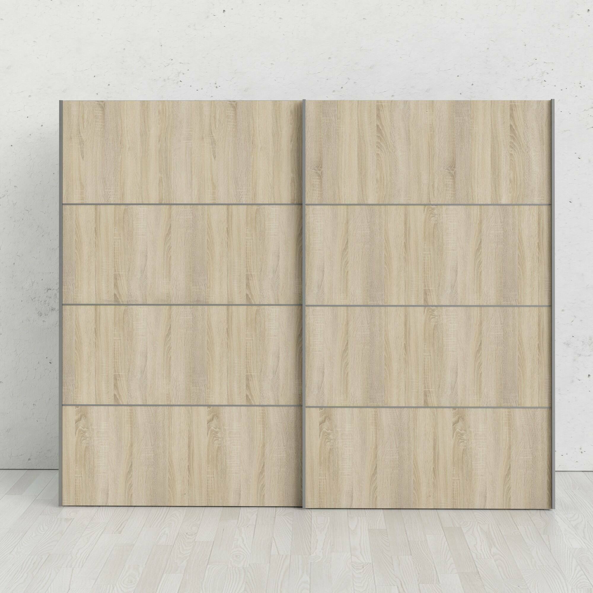 Guardaroba 2 ante Avelengo, Mobile camera da letto, Cabina armadio portabiti, Armadio appendiabiti, 243x64 h202 cm, Quercia e Bianco