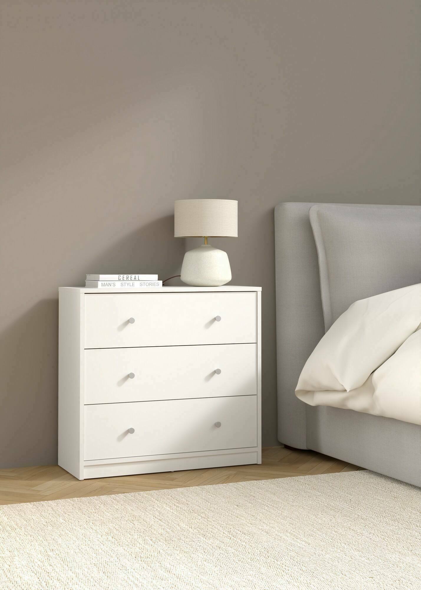 Cassettiera Alert, Settimino multiuso, Comò camera da letto, Mobile con cassetti, 72x30 h68 cm, Bianco