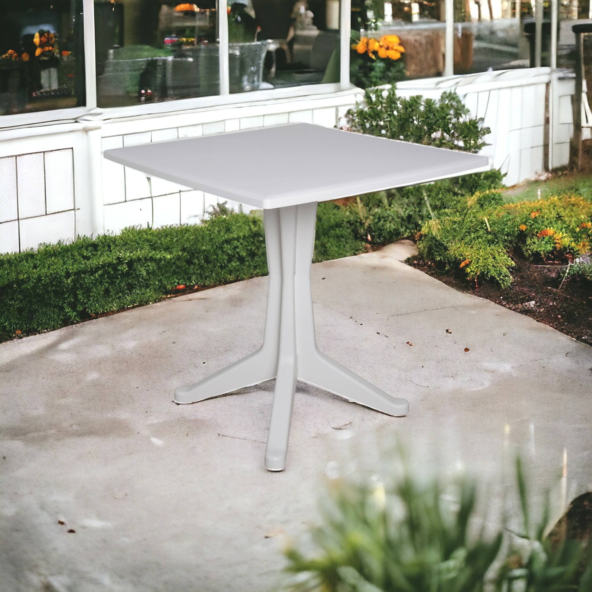 Tavolo da esterno Agostini, Tavolo quadrato fisso, Tavolino da giardino multiuso, 100% Made in Italy, Cm 70x70h72, Bianco