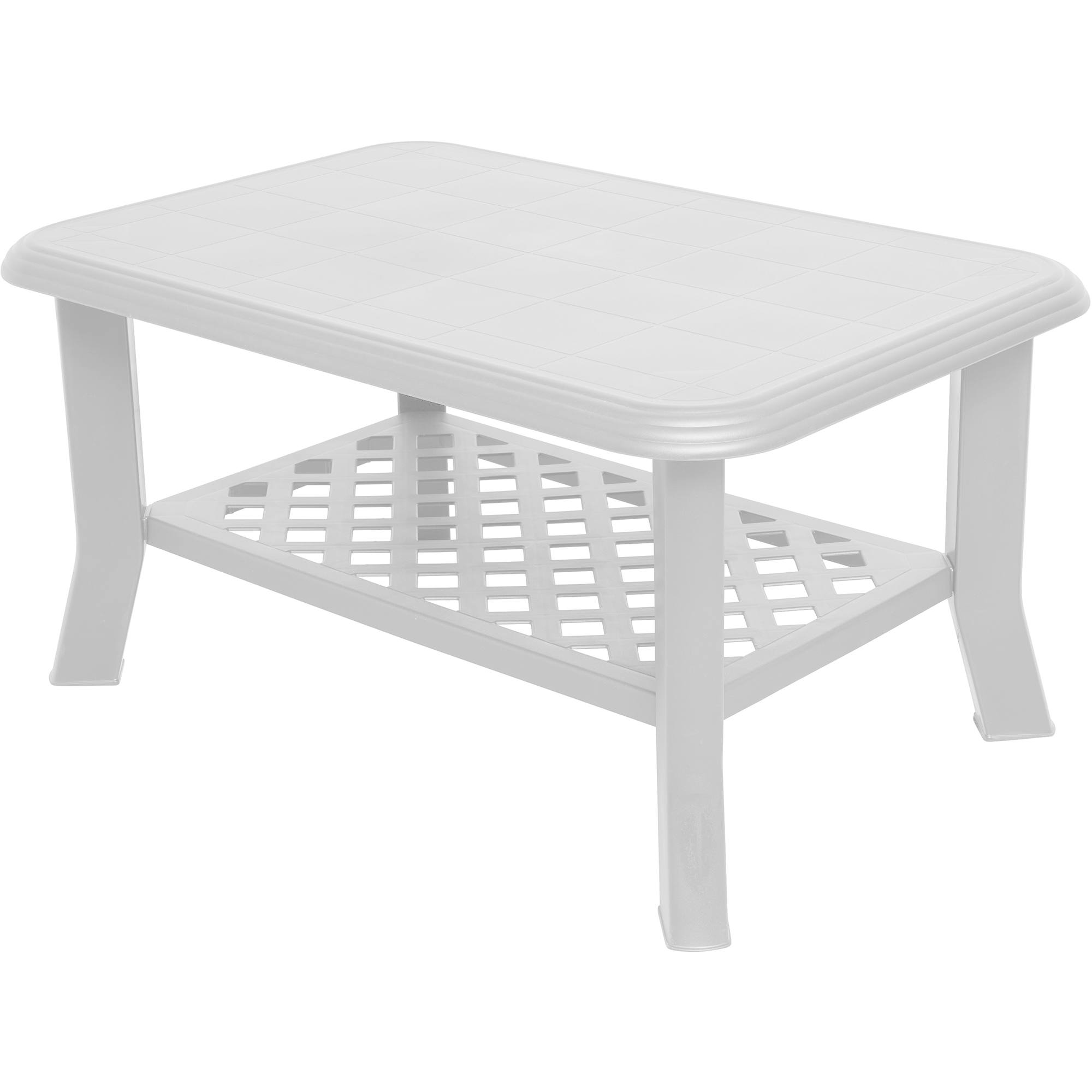Tavolo da esterno 0, Tavolino con portariviste, Tavolino da giardino multiuso, 100% Made in Italy, Cm 90x60h46, Bianco
